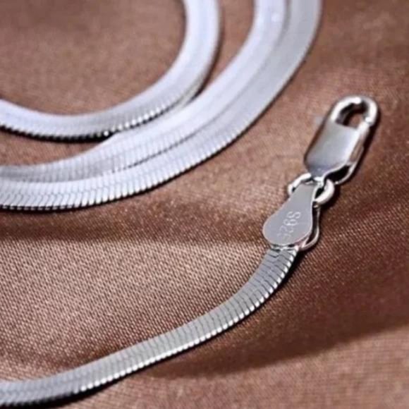 NEW “20” 925 STERLING SILVER SNAKE FLATE NECKLACE - Picture 7 of 7